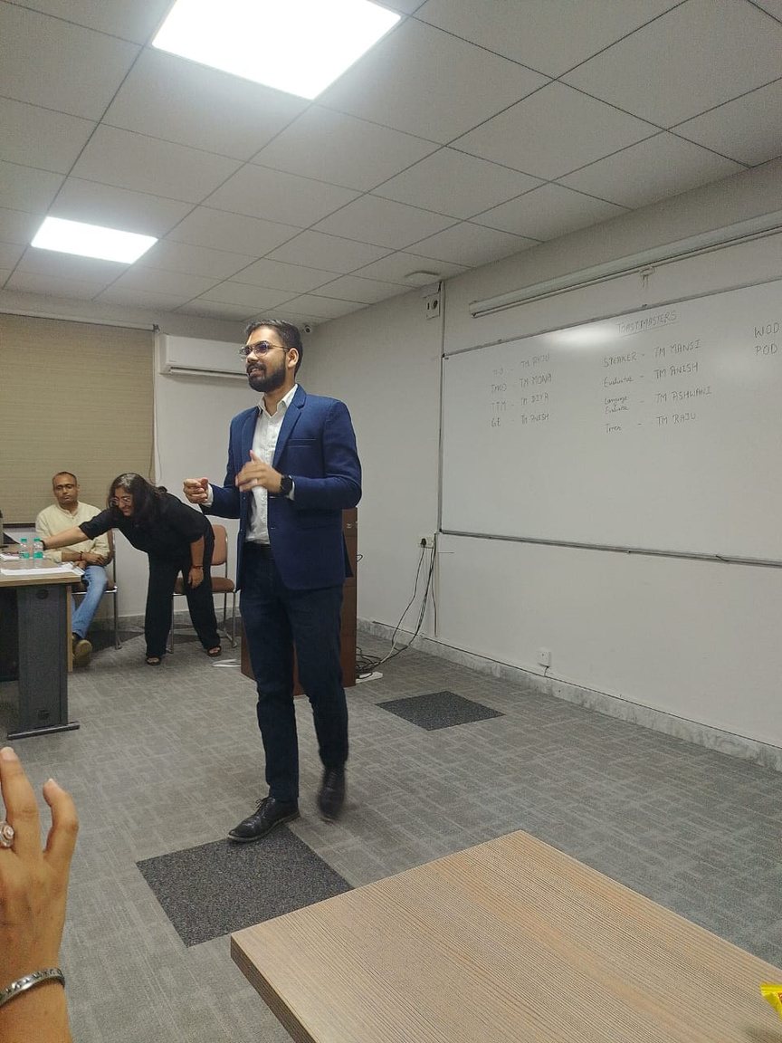 Anish presenting to a group