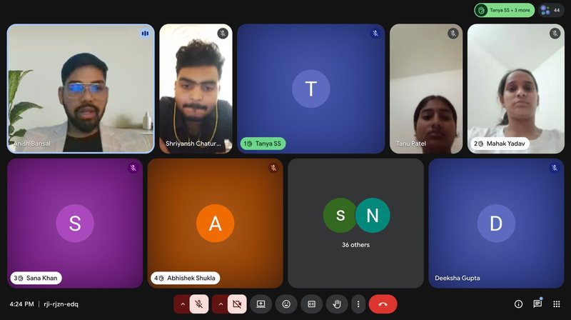 Anish leading a live AI training on Google Meet
