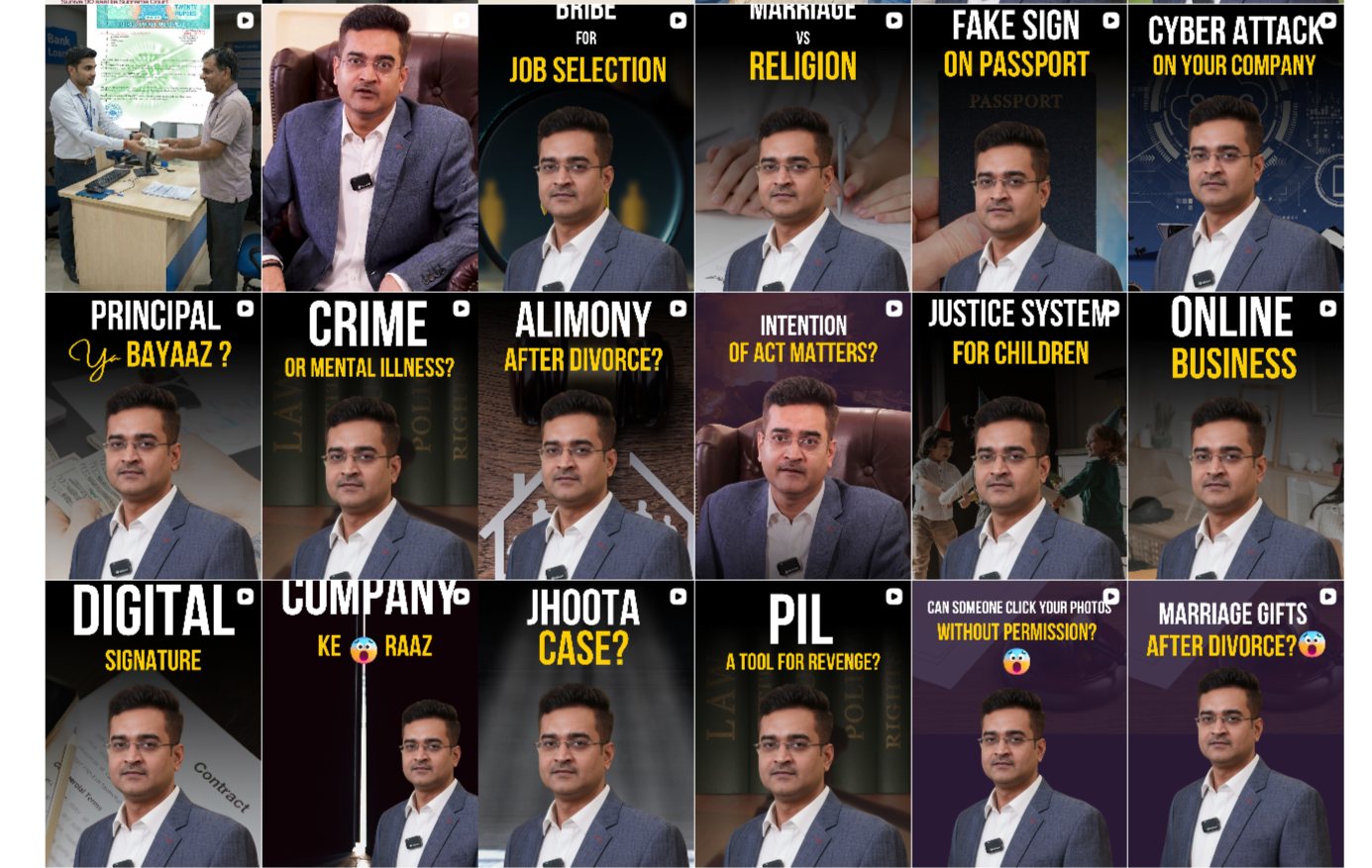 Grid of short-form video covers produced for Vaqalat by Sharad